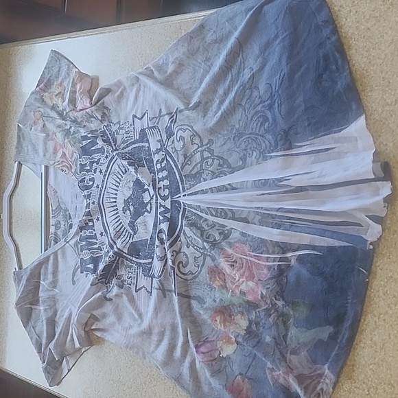 American Cowgirl Floral Graphic Tee - White and Pink Size M - Picture 5 of 11